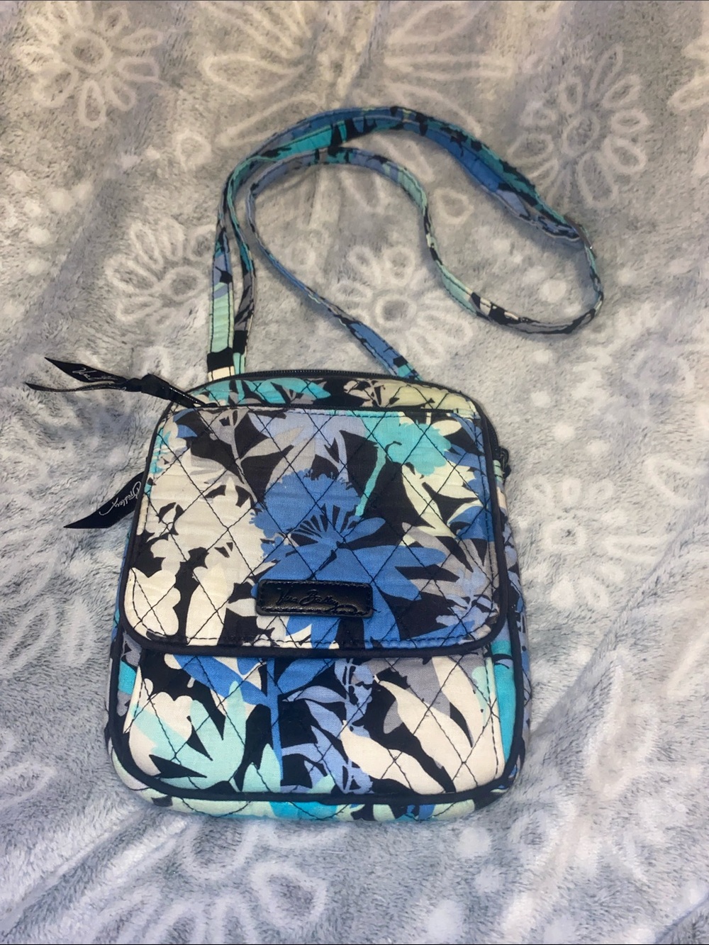Vera Bradley Teal Blue Floral Quilted Crossbody